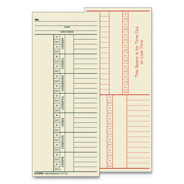 TOPS™ Time Clock Cards, Replacement For 10-100382-1950-9631, Two Sides, 3.5 X 10.5, 500-box freeshipping - TVN Wholesale